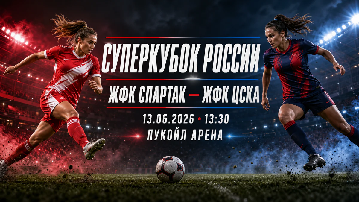 Женский футбольный матч на большой московской арене без клубной символики
